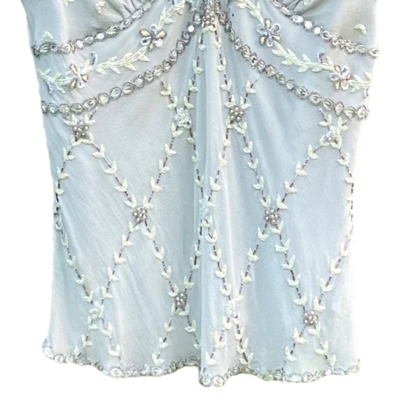 Adrianna Papell Silk Sequined Dressy Top.  Pale Green, Lined Size Large - Picture 8 of 15